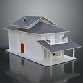 Modern White House Model With Gray Roof Balcony Brown Door And Windows