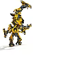 Yellow Chevrolet Camaro Car With Black Stripes And Robot Action Figure