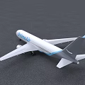 PrimeAir Commercial Airplane With White Body And Blue Stripes Exterior Design