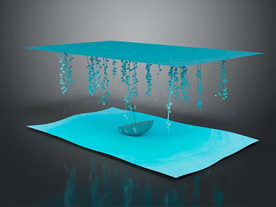 Blue Household Decorative Mat With Hanging Chains And Small Boat Ornament 3d model