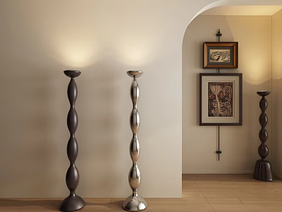Elegant Modern Floor Lamps With Unique Curved Design And Art Wall Decorations 3d model