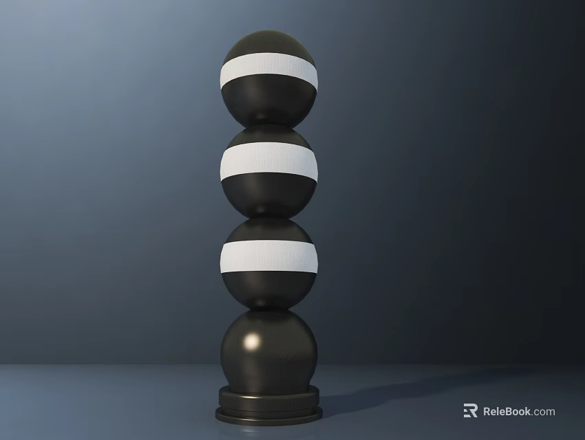 Modern Black Floor Lamp With Stacked Balls And White Stripes Design 3d model 