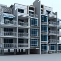 Modern Semi Detached Villa Exterior With Multiple Balconies And Large Glass Windows