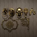 Golden Decorative Door Knobs With Lion Head Elephant Head And Intricate Carvings