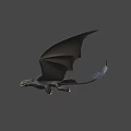 Flying Black Dragon Character With Green Eyes And Large Wings In Game And Movie