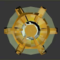 Decorative Weapon Torch With Golden Top Green Gemstone White Long Pole And Yellow Bottom Ring