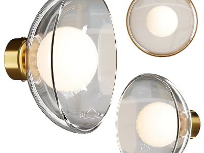 Modern Wall Lights With Transparent Glass Shades And Gold Metal Bases 3d model