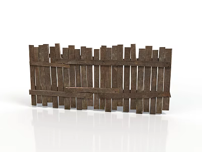 Natural Rustic Wooden Fence Structure With Slats For Outdoor Garden Decoration 3d model