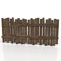 Natural Rustic Wooden Fence Structure With Slats For Outdoor Garden Decoration