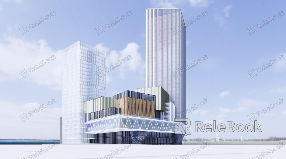 High-rise Office Building Office Building with Roof Greening Super High-rise Office Building Industrial Park model