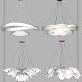 Modern Pendant Lights with Circular and Petal Shaped White Shades and Metal Hangers for Interior Decor