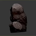 Dark Brown Owl Statue Sitting On Wooden Log With Texture Details