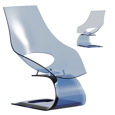 Modern Transparent Acrylic Single Chair With Sleek Curved Lines And Black Base 3d model