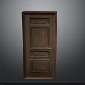Vintage Antique Wooden Door With Intricate Carved Panels And Golden Handle