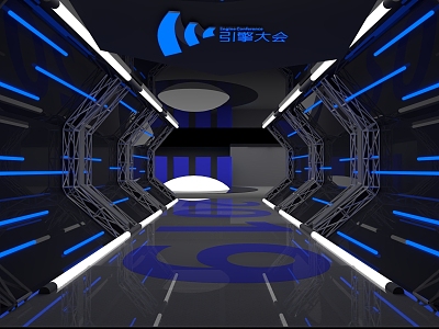 Science and technology tunnel industrial exhibition area volcano byte understand car emperor 3d model