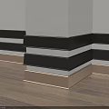 Modern Decorative Corner Lines With Layered Black White Beige Panels On Wall Corner And Wooden Floor