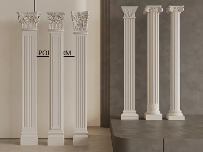 Classical White Decorative Columns With Ornate Capitals For Interior Design Projects 3d model