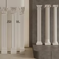 Classical White Decorative Columns With Ornate Capitals For Interior Design Projects 3d model