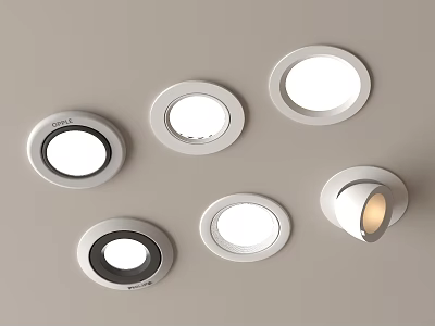 Modern Downlights and Spotlights with Sleek White Design Various Styles for Home Ceiling Lighting 3d model