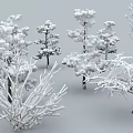 Various Snow Covered Arbor Trees With Different Shapes In Winter Landscape 3d model