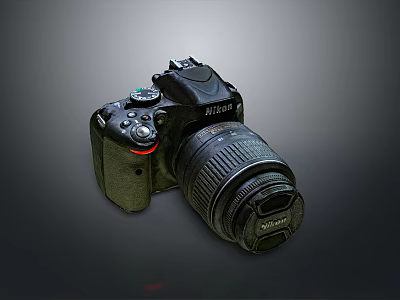 Black Nikon DSLR Camera With Detachable Lens And Professional Digital Design 3d model
