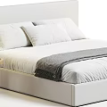 Modern Double Bed With White Bedding Gray Throw Blanket And Wooden Side Tables
