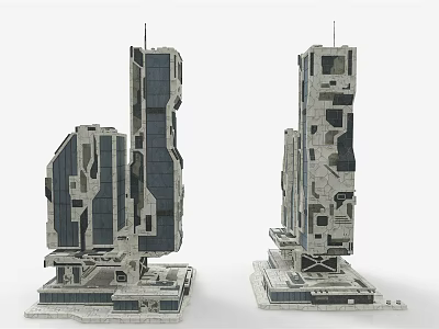Modern High Rise Building Models With Geometric Structure And Base Details 3d model