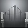 Stylish Wrought Iron Bed Frame Featuring Curved Top And White Pillar Details