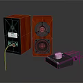 High Quality Red Wooden Audio Speakers System With Amplifier And Control Knob