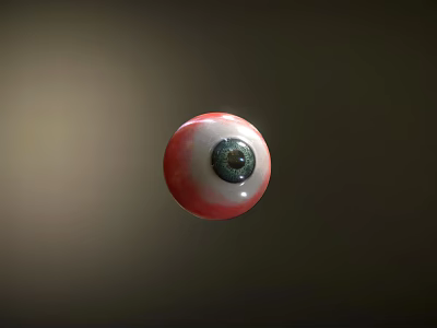 Red Eyeball Floating Against Dark Background With Detailed Iris And Sclera 3d model