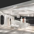 Modern Exhibition Booth Entrance For Fast Fashion Brand With White Curved Design And Mannequins