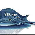Modern SEA KING Wave Shaped Blue Lighting Landmark Photo Check in Spot