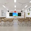 Modern Classroom Primary School Classroom Primary School Table and Chair Combination 3d model
