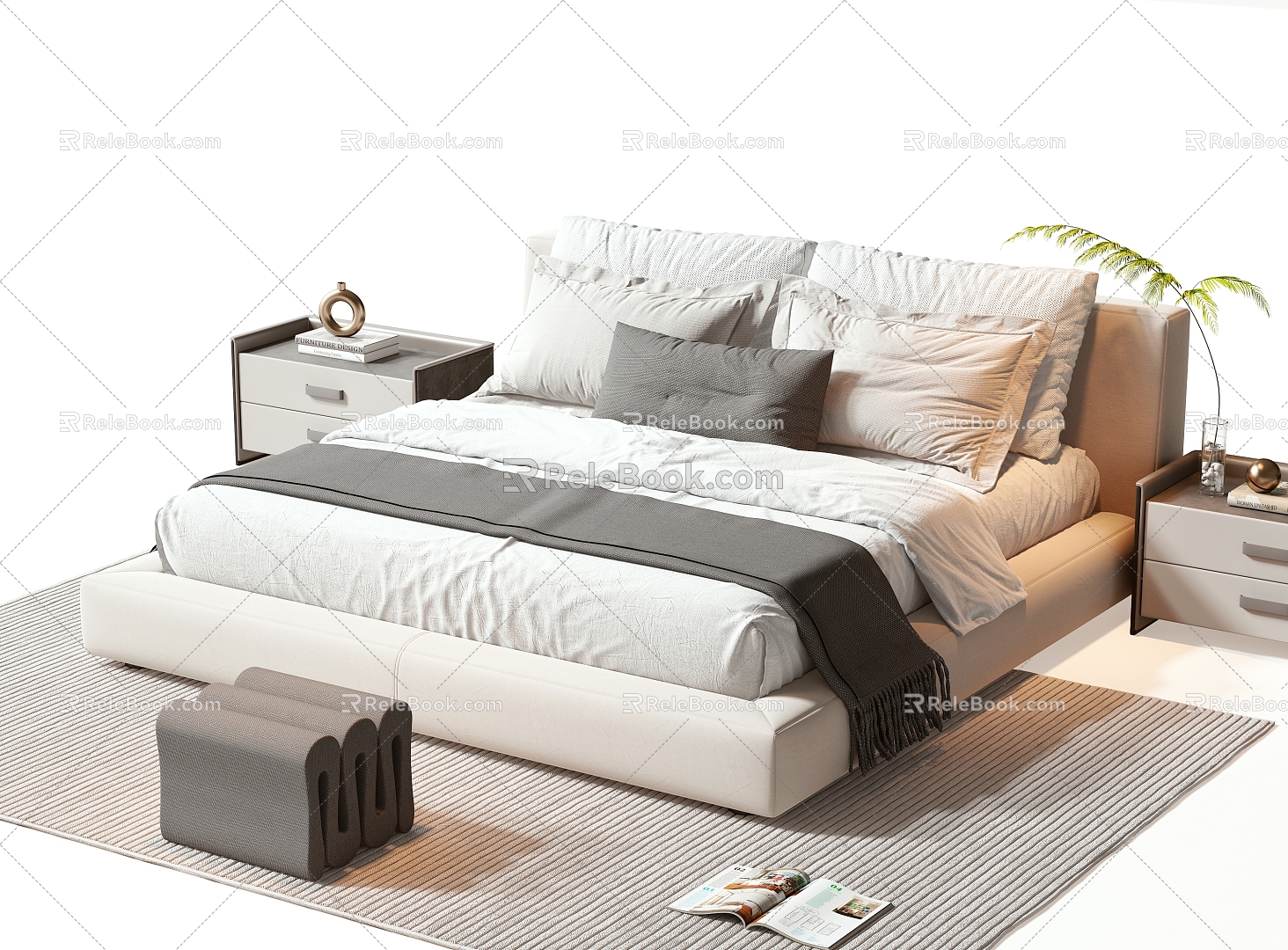 Modern Double Bed 3d model