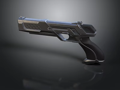 Modern Futuristic Pistol With Sleek Metallic Finish And Black Grip Design 3d model