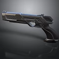 Modern Futuristic Pistol With Sleek Metallic Finish And Black Grip Design
