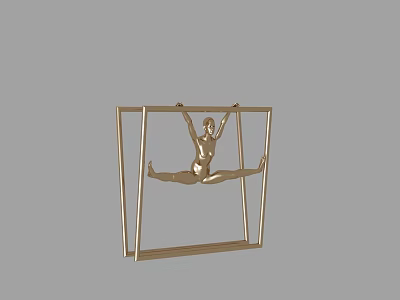Golden Gymnast Figure Decorative Ornament Set With Square Frame Design 3d model