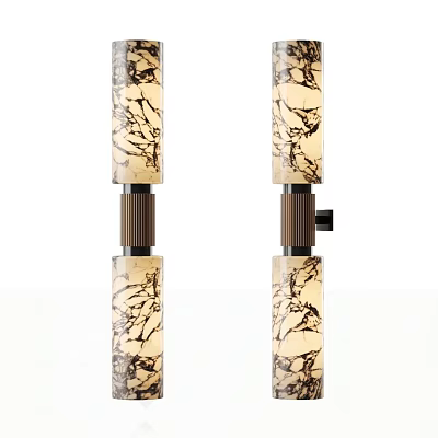 Modern Wall Sconce With Marble Pattern Glass Shade And Metal Base Design 3d model