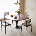 Modern Dining Table and Chair Combination Single Chair Round Dining Table 3d model