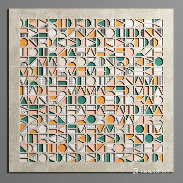 Colorful Abstract Modern Wall Art With Geometric Patterns And Vibrant Shapes 3d model 
