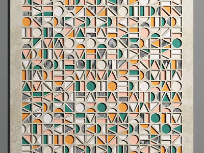 Colorful Abstract Modern Wall Art With Geometric Patterns And Vibrant Shapes 3d model