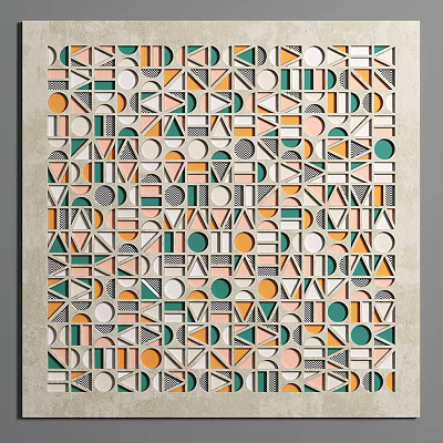 Colorful Abstract Modern Wall Art With Geometric Patterns And Vibrant Shapes 3d model