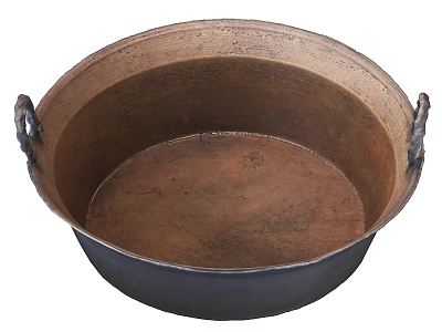 Traditional Ceramic Vessel With Dual Side Handles Brown Black Glaze Finish Round Shape 3d model