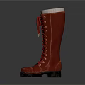 Stylish Red Long Boots With White Cuffs Lace Up Design And Black Soles