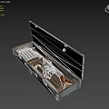 Open Vintage Wooden Case With Guns Magazines And Fitted Interior Structure 3d model