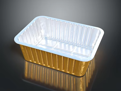 Golden Aluminum Foil Food Container With Transparent Lid For Storage Use 3d model