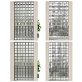 Modern Glass Partition Screens With Diverse Patterns And Green Plant Decor