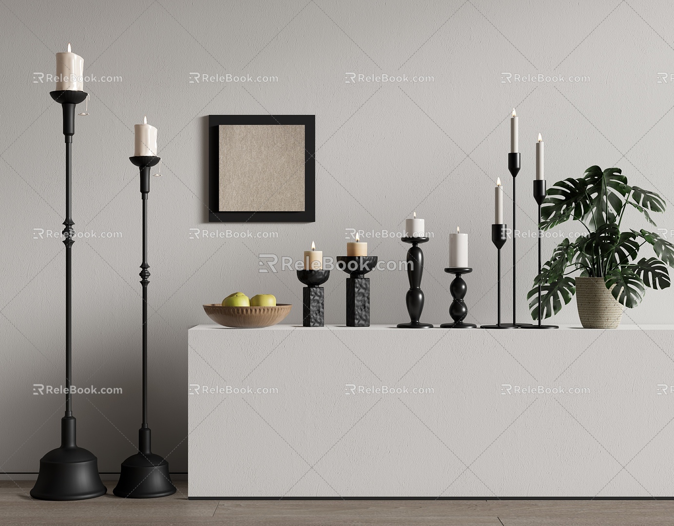 medieval candlestick candle 3d model