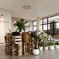 Fresh Blooms Flower Shop Interior With Wooden Crates Green Plants White Planters And Large Windows