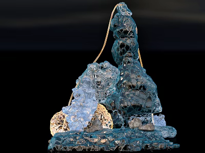 Natural Stone And Wood Artistic Decorative Piece With Textured Craft Design 3d model